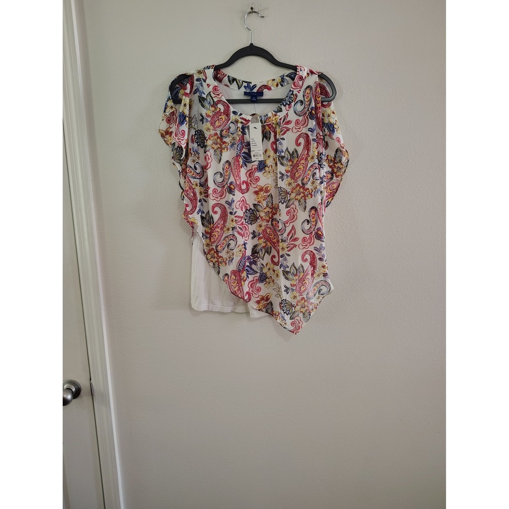 Apt. 9 Womens Floral Paisley Layered Poncho Top Blouse Multicolor Medium NWT